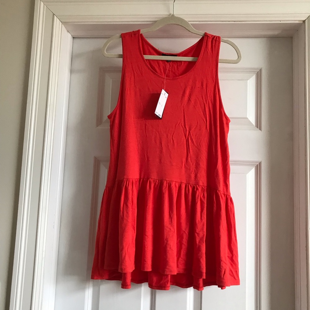 NWT Orange ruffle tank size Large